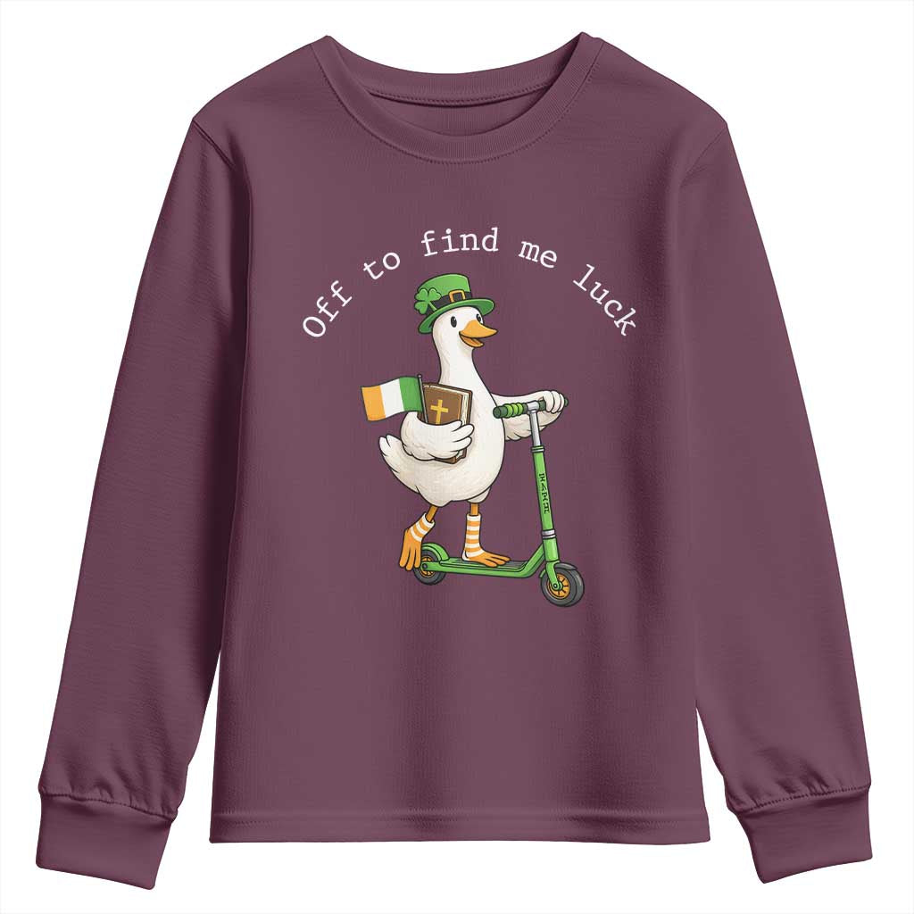 Funny Goose Christian St Patricks Day Youth Sweatshirt Off To Find Me Lucky
