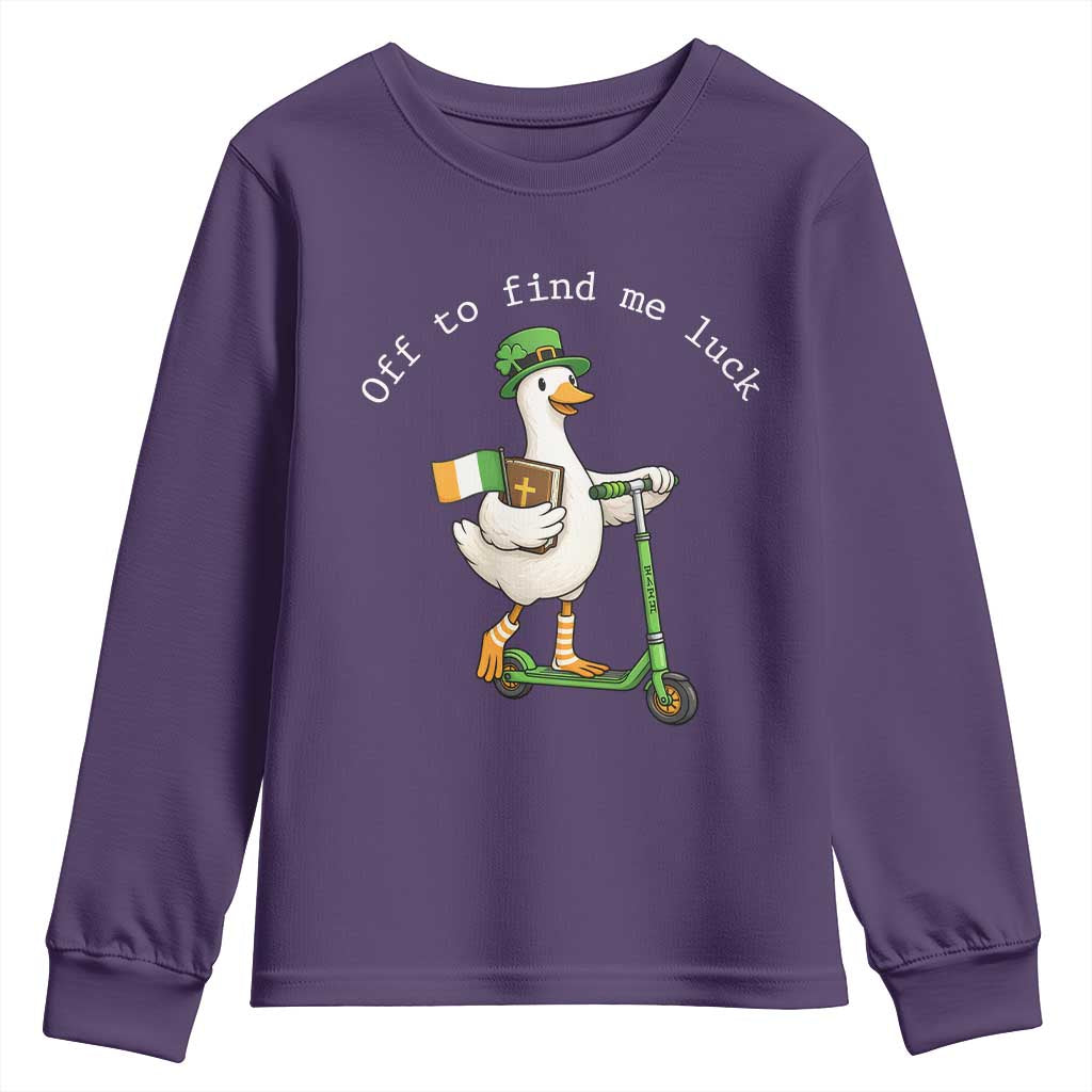 Funny Goose Christian St Patricks Day Youth Sweatshirt Off To Find Me Lucky