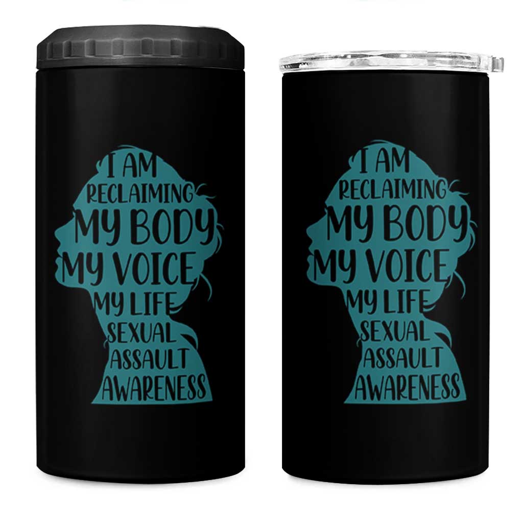 Sexual Assault Awareness 4 in 1 Can Cooler Tumbler Women Support Survivors