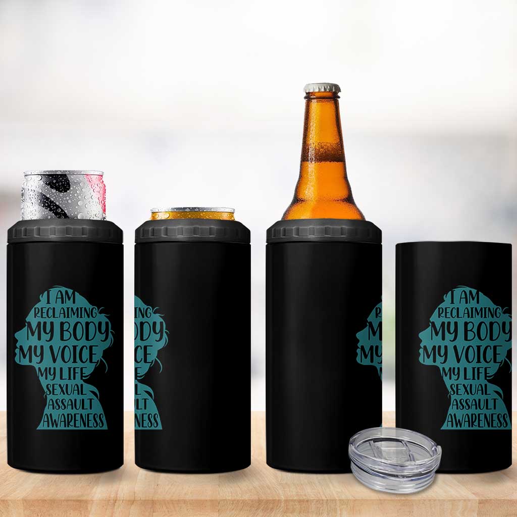Sexual Assault Awareness 4 in 1 Can Cooler Tumbler Women Support Survivors