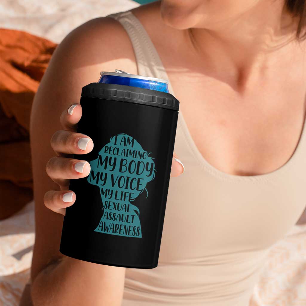 Sexual Assault Awareness 4 in 1 Can Cooler Tumbler Women Support Survivors