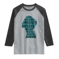 Sexual Assault Awareness Raglan Shirt Women Support Survivors