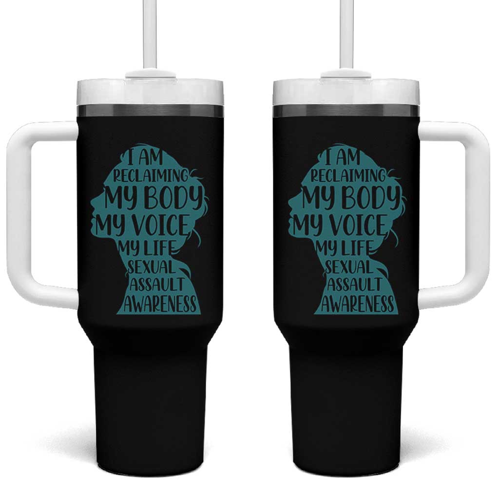 Sexual Assault Awareness Tumbler With Handle Women Support Survivors