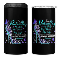 Sexual Assault Awareness 4 in 1 Can Cooler Tumbler I Am Reclaiming My Body My Voice My Life
