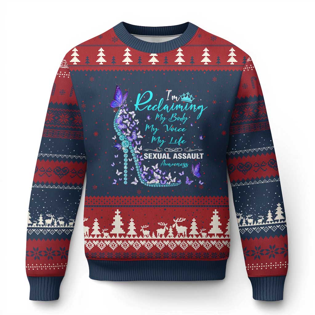 Sexual Assault Awareness Ugly Christmas Sweater I Am Reclaiming My Body My Voice My Life