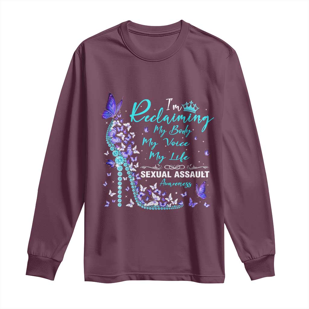 Sexual Assault Awareness Long Sleeve Shirt I Am Reclaiming My Body My Voice My Life