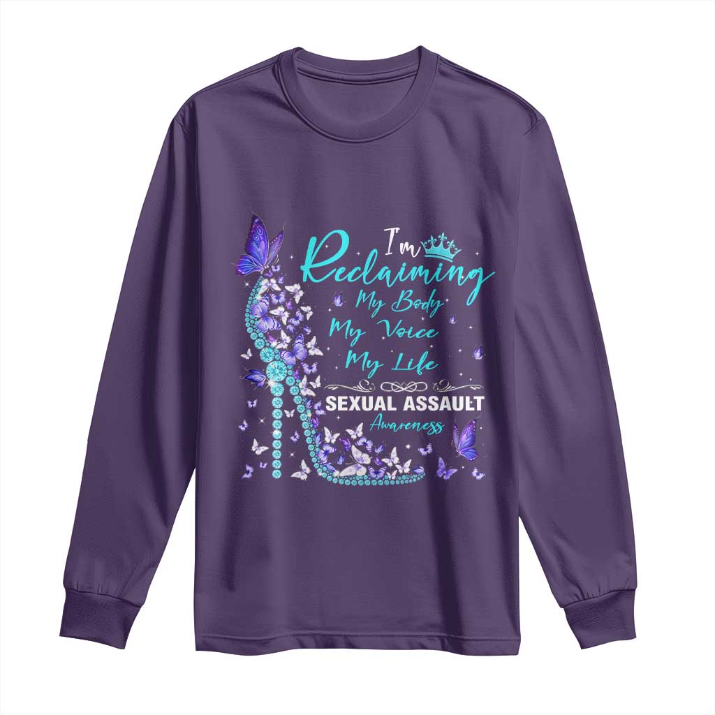 Sexual Assault Awareness Long Sleeve Shirt I Am Reclaiming My Body My Voice My Life