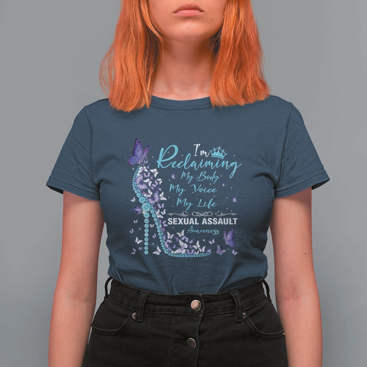 Sexual Assault Awareness T Shirt For Women I Am Reclaiming My Body My Voice My Life