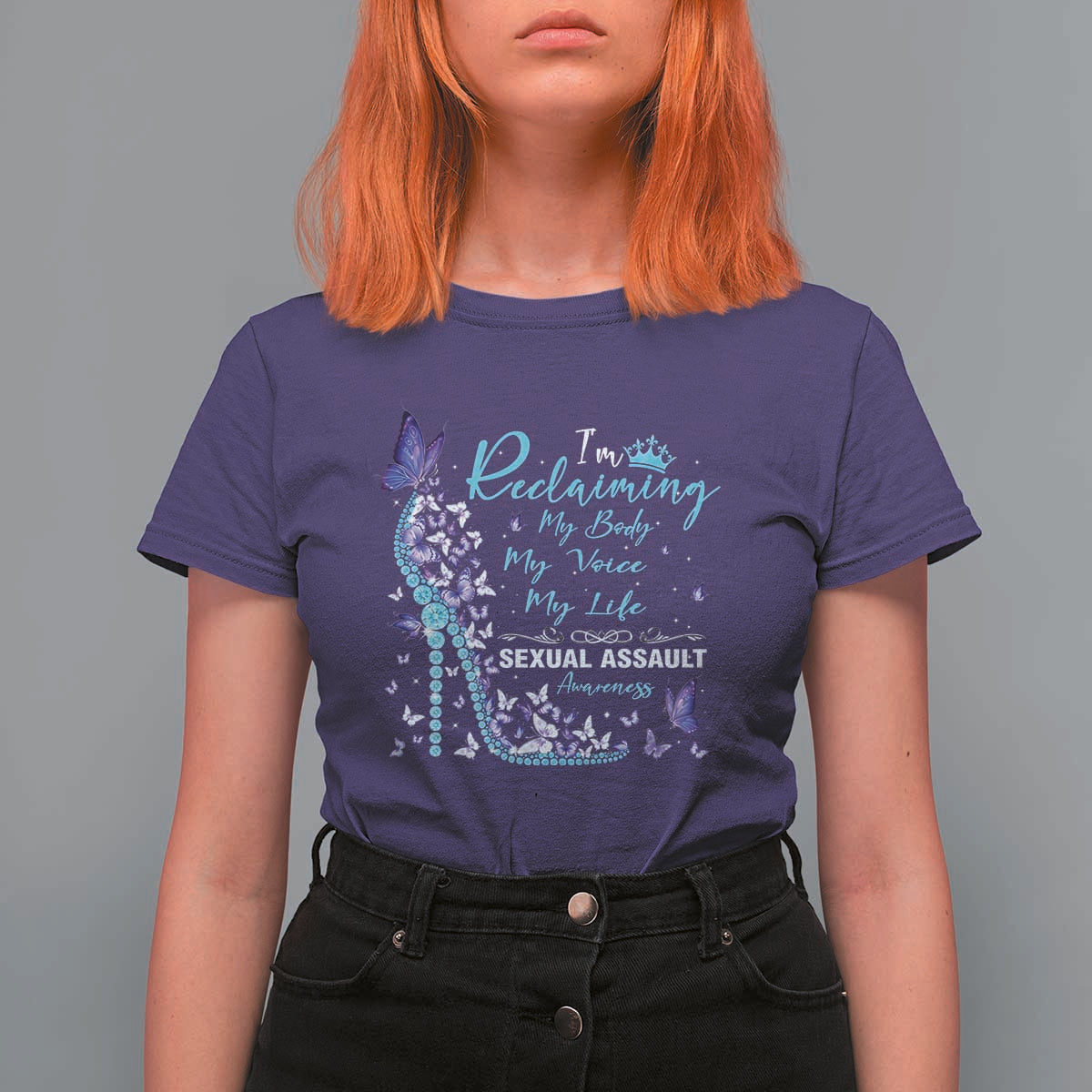 Sexual Assault Awareness T Shirt For Women I Am Reclaiming My Body My Voice My Life