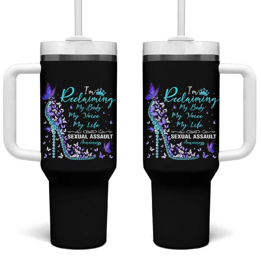 Sexual Assault Awareness Tumbler With Handle I Am Reclaiming My Body My Voice My Life