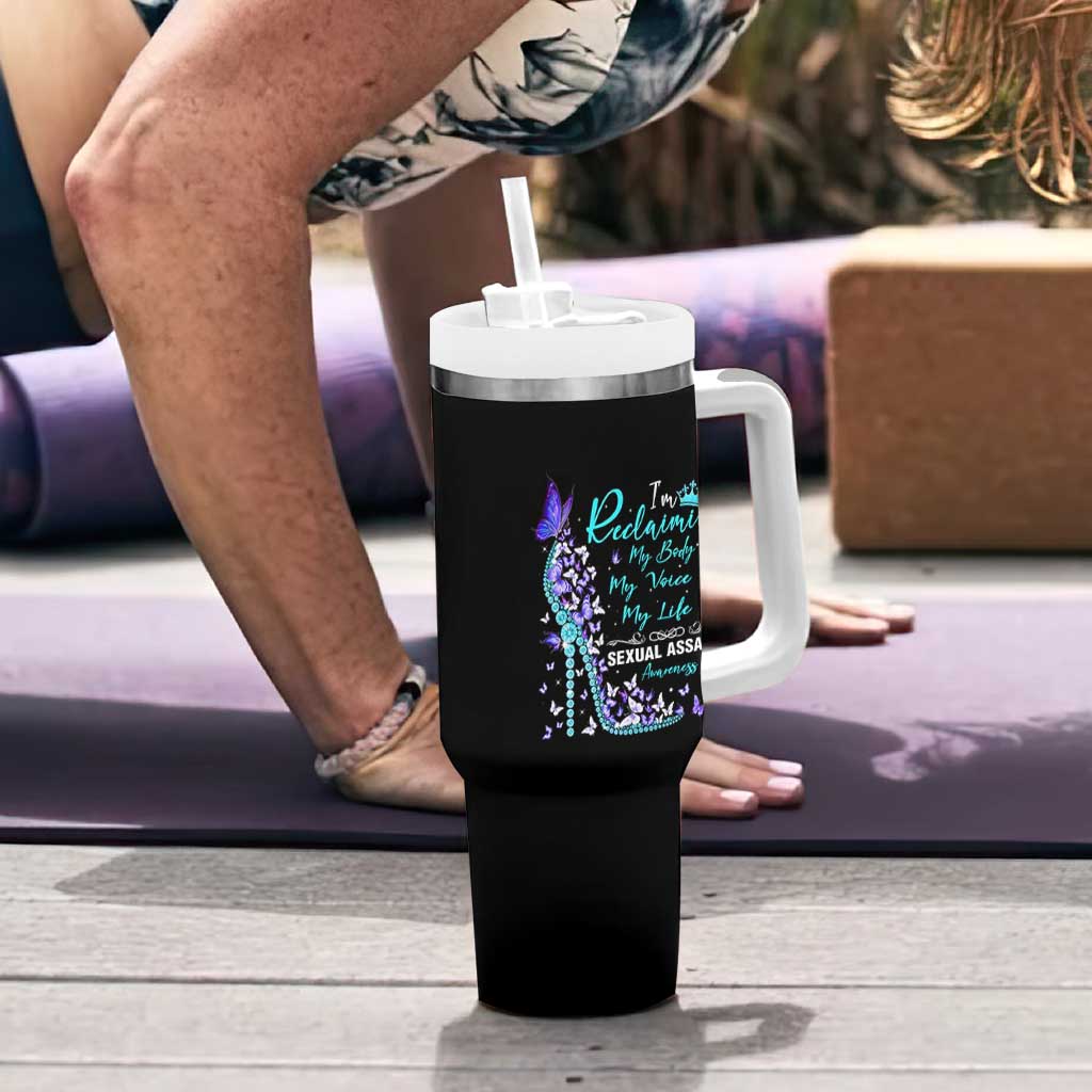 Sexual Assault Awareness Tumbler With Handle I Am Reclaiming My Body My Voice My Life
