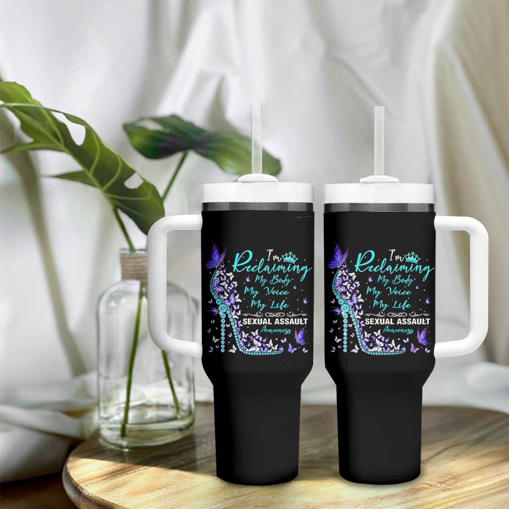 Sexual Assault Awareness Tumbler With Handle I Am Reclaiming My Body My Voice My Life