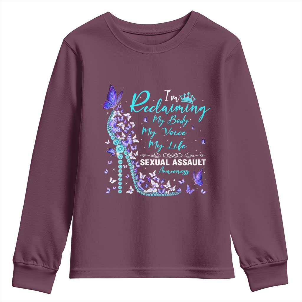 Sexual Assault Awareness Youth Sweatshirt I Am Reclaiming My Body My Voice My Life