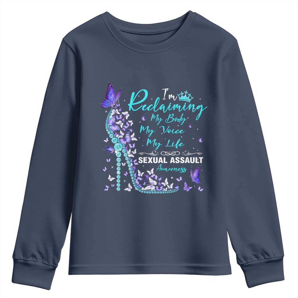Sexual Assault Awareness Youth Sweatshirt I Am Reclaiming My Body My Voice My Life