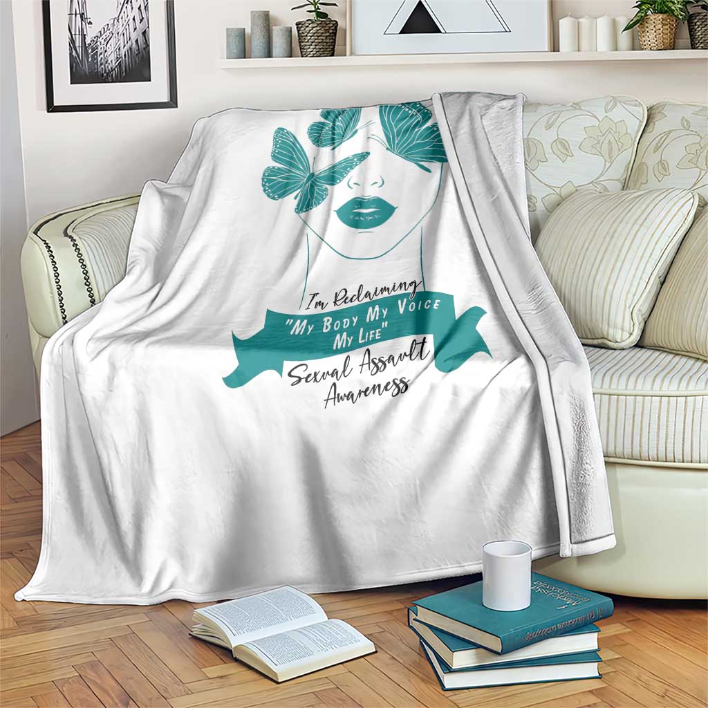Sexual Assault Awareness Month Throw Blanket I Am Reclaiming My Body My Voice My Life