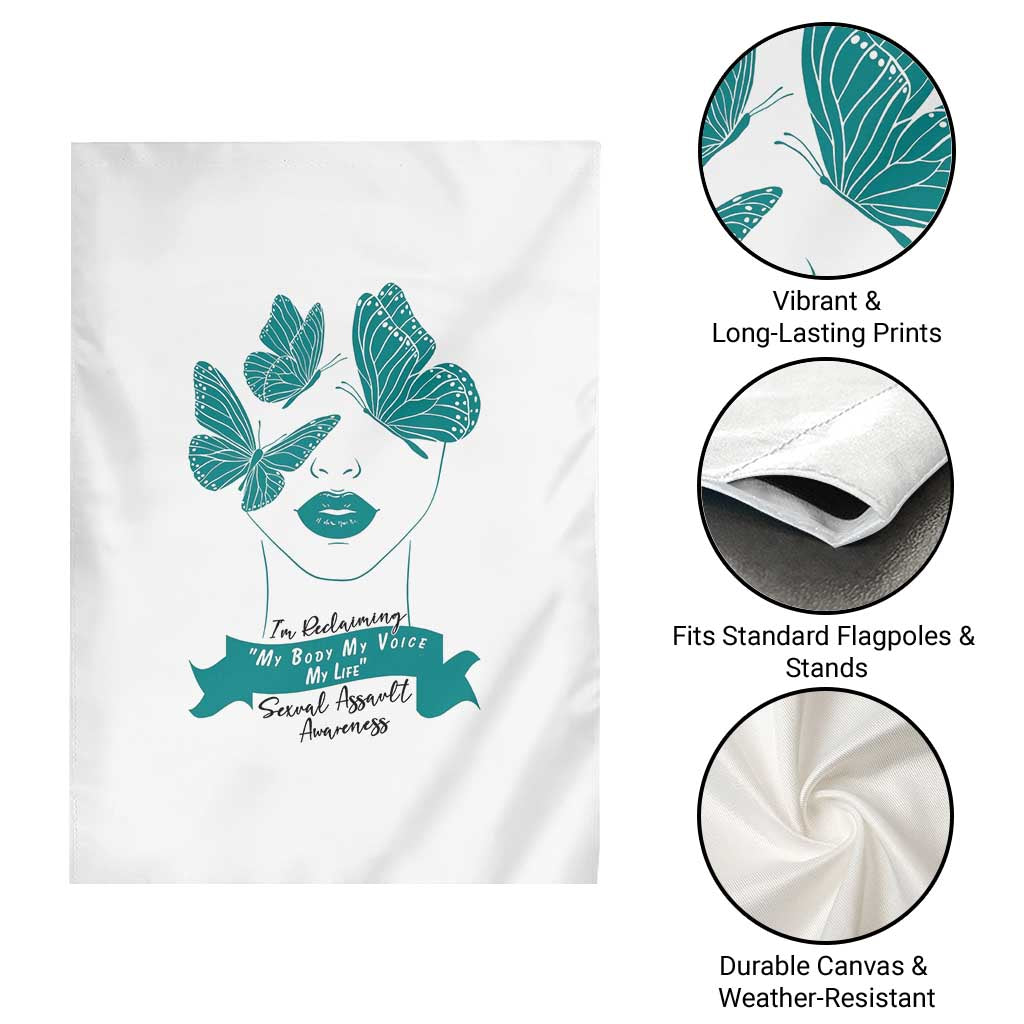 Sexual Assault Awareness Month Garden Flag I Am Reclaiming My Body My Voice My Life