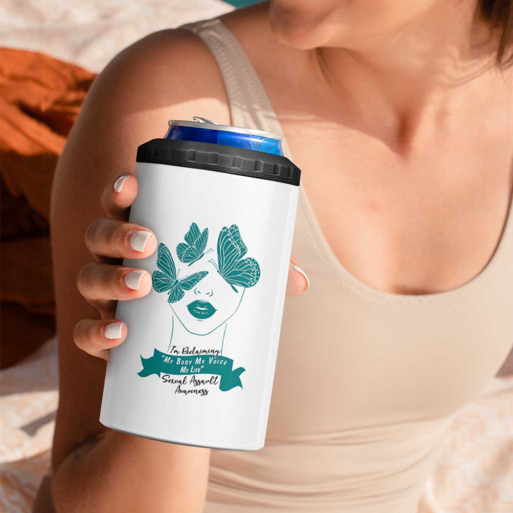 Sexual Assault Awareness Month 4 in 1 Can Cooler Tumbler I Am Reclaiming My Body My Voice My Life