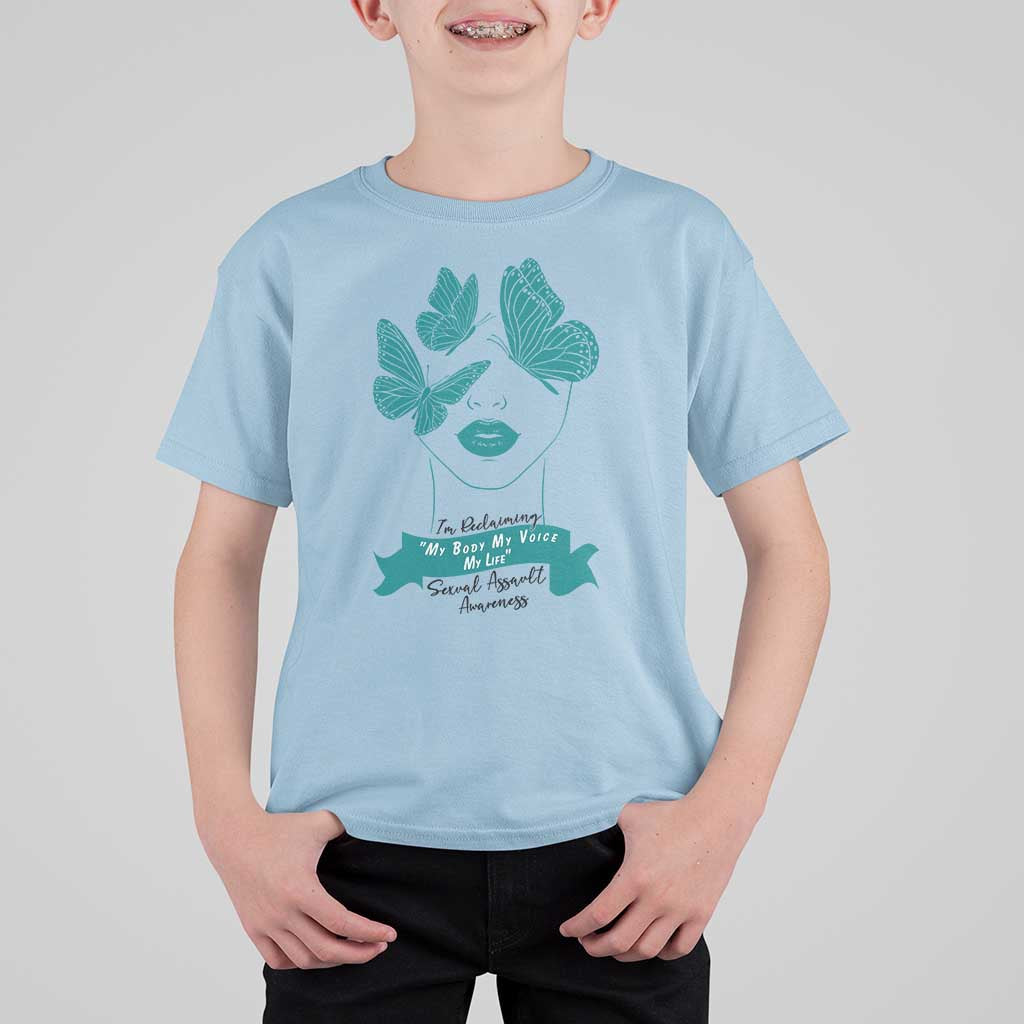 Sexual Assault Awareness Month T Shirt For Kid I Am Reclaiming My Body My Voice My Life