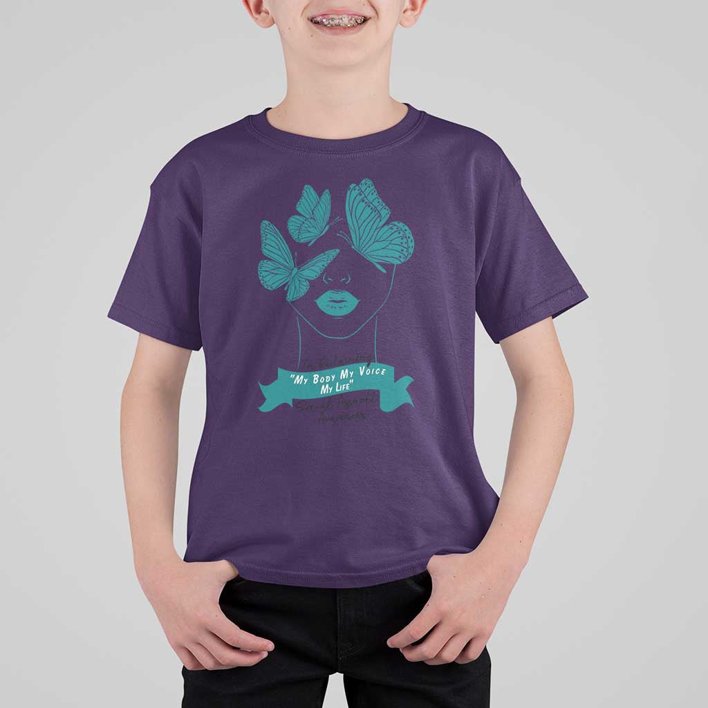 Sexual Assault Awareness Month T Shirt For Kid I Am Reclaiming My Body My Voice My Life