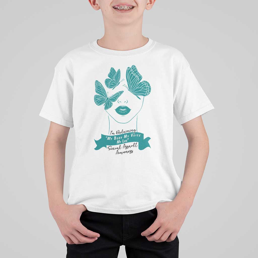 Sexual Assault Awareness Month T Shirt For Kid I Am Reclaiming My Body My Voice My Life