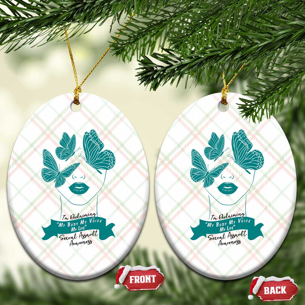 Sexual Assault Awareness Month Ceramic Ornament I Am Reclaiming My Body My Voice My Life