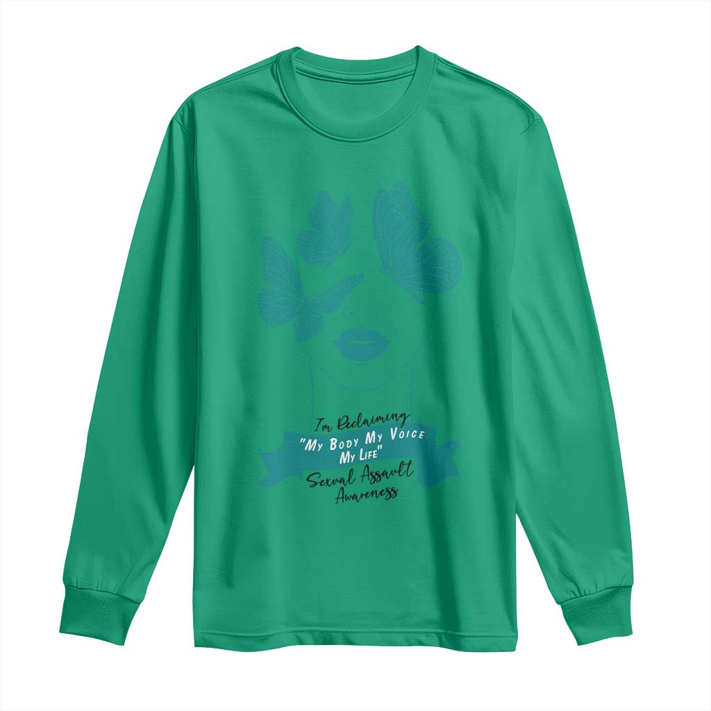 Sexual Assault Awareness Month Long Sleeve Shirt I Am Reclaiming My Body My Voice My Life