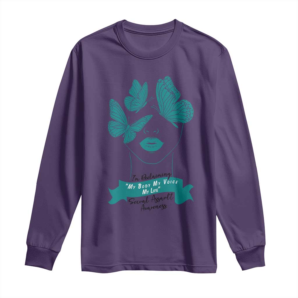 Sexual Assault Awareness Month Long Sleeve Shirt I Am Reclaiming My Body My Voice My Life