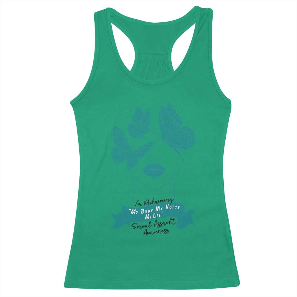 Sexual Assault Awareness Month Racerback Tank Top I Am Reclaiming My Body My Voice My Life