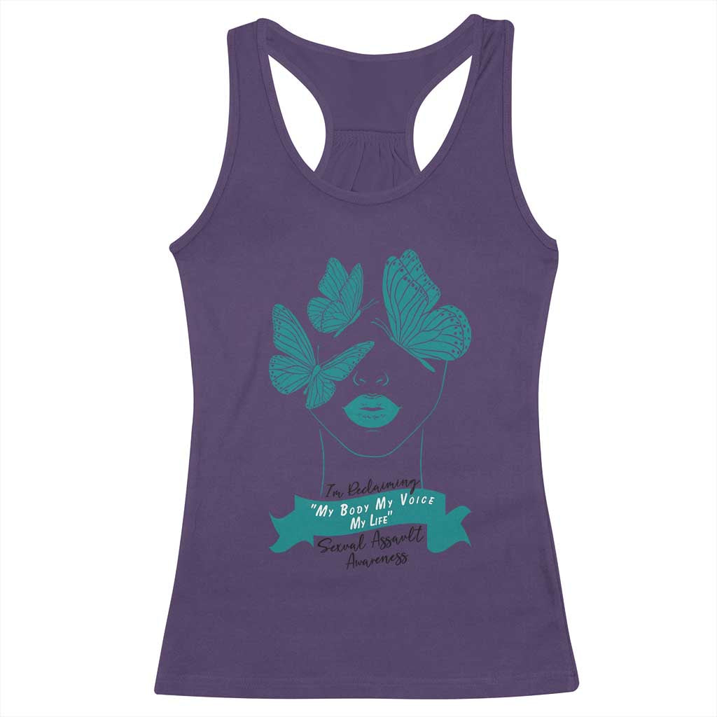 Sexual Assault Awareness Month Racerback Tank Top I Am Reclaiming My Body My Voice My Life