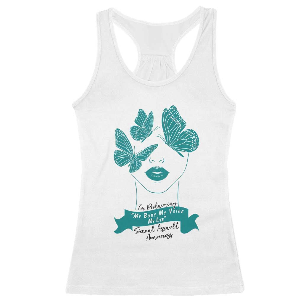 Sexual Assault Awareness Month Racerback Tank Top I Am Reclaiming My Body My Voice My Life