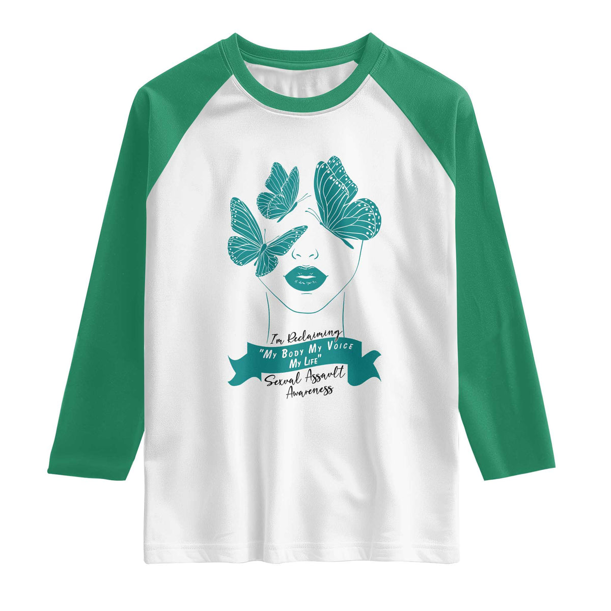 Sexual Assault Awareness Month Raglan Shirt I Am Reclaiming My Body My Voice My Life