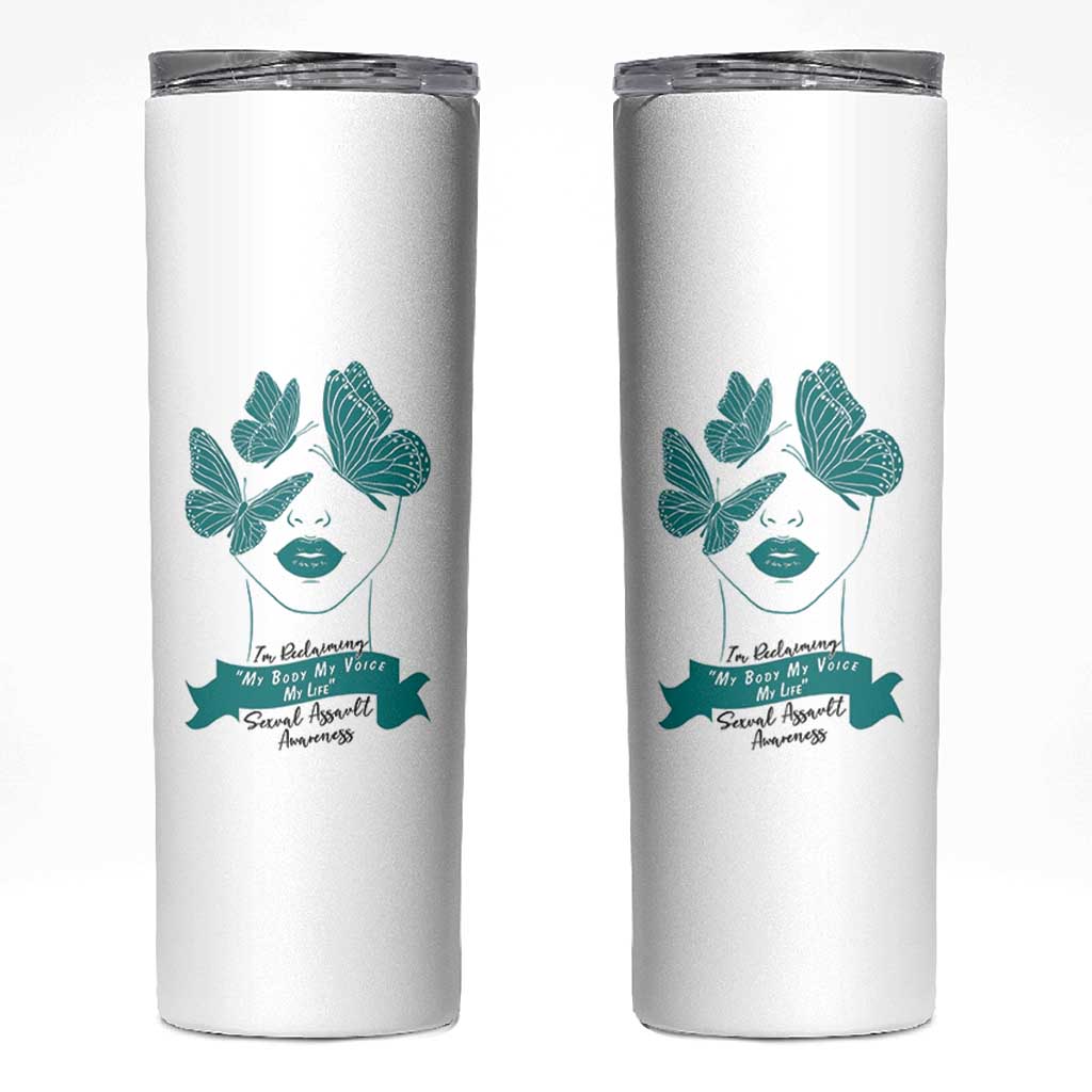 Sexual Assault Awareness Month Skinny Tumbler I Am Reclaiming My Body My Voice My Life