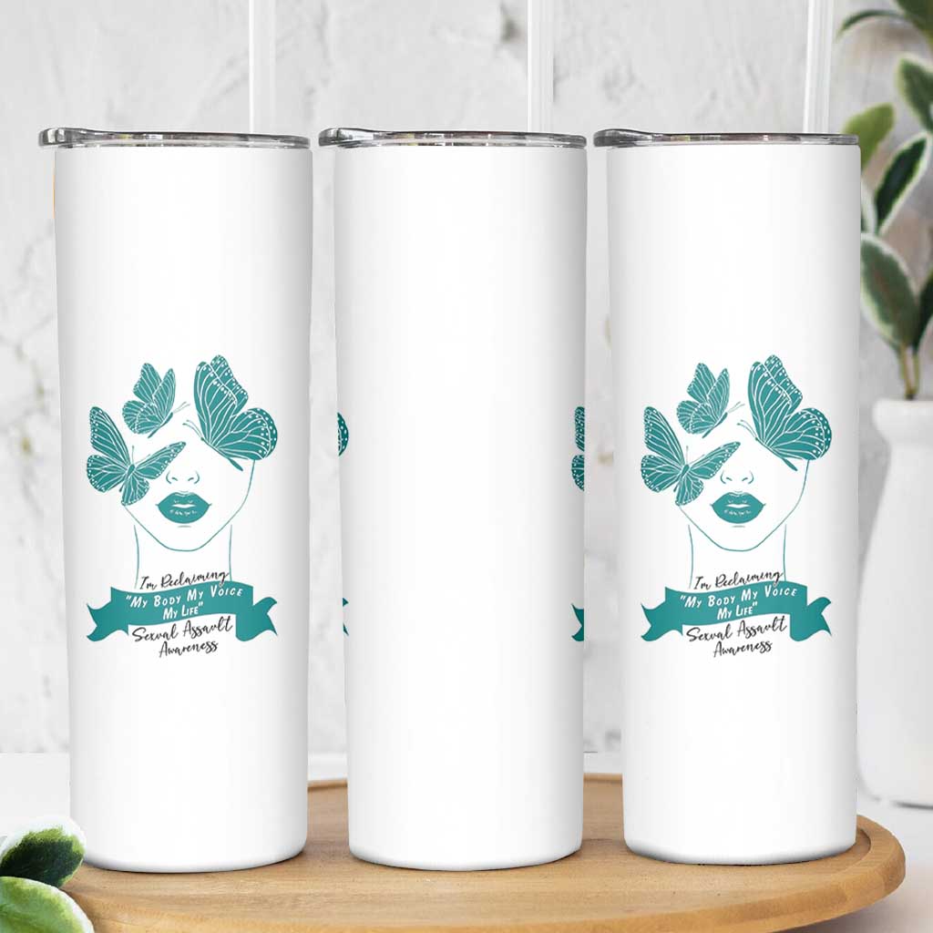 Sexual Assault Awareness Month Skinny Tumbler I Am Reclaiming My Body My Voice My Life
