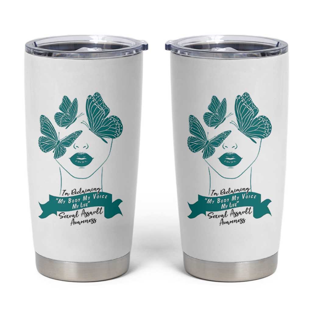 Sexual Assault Awareness Month Tumbler Cup I Am Reclaiming My Body My Voice My Life
