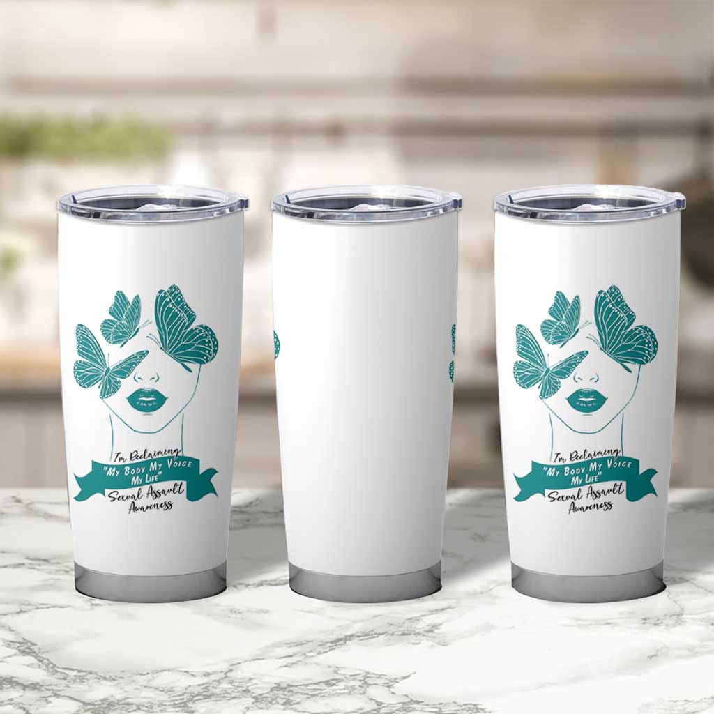 Sexual Assault Awareness Month Tumbler Cup I Am Reclaiming My Body My Voice My Life