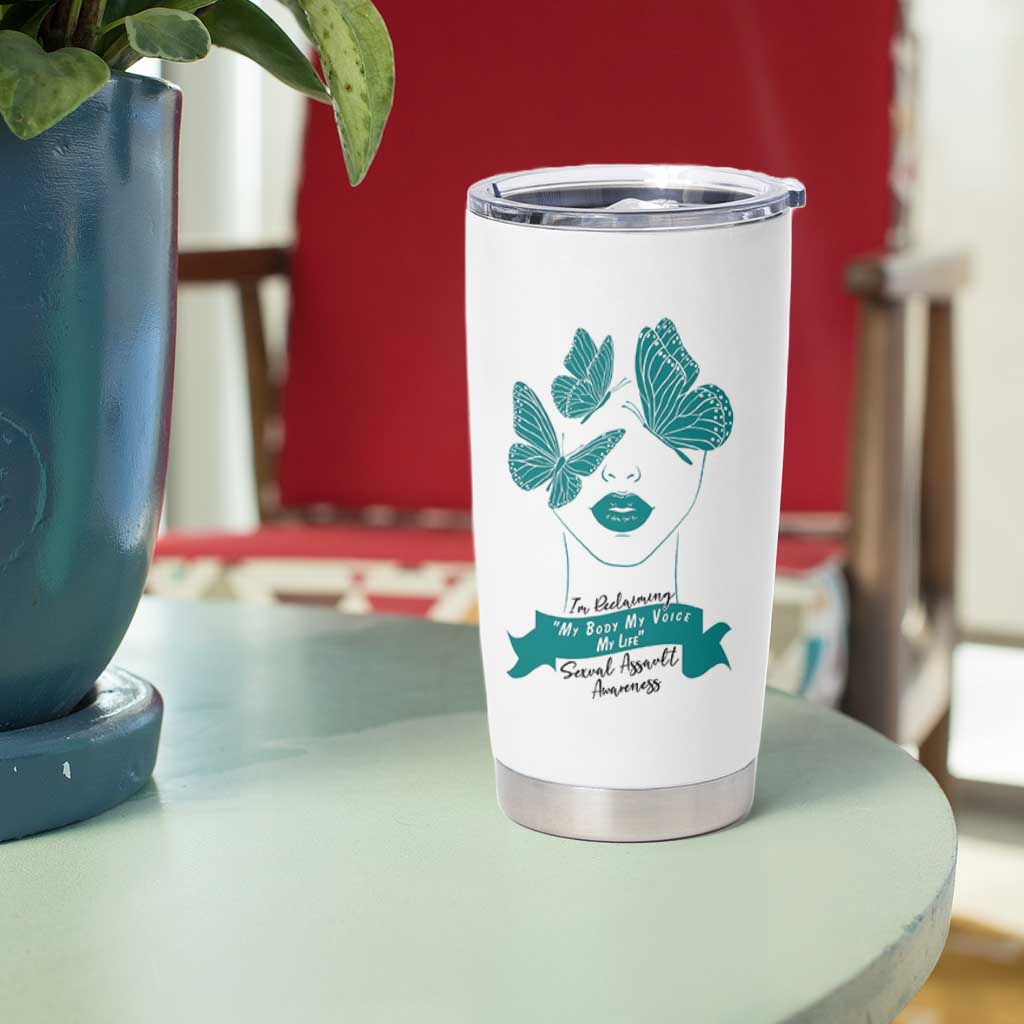 Sexual Assault Awareness Month Tumbler Cup I Am Reclaiming My Body My Voice My Life