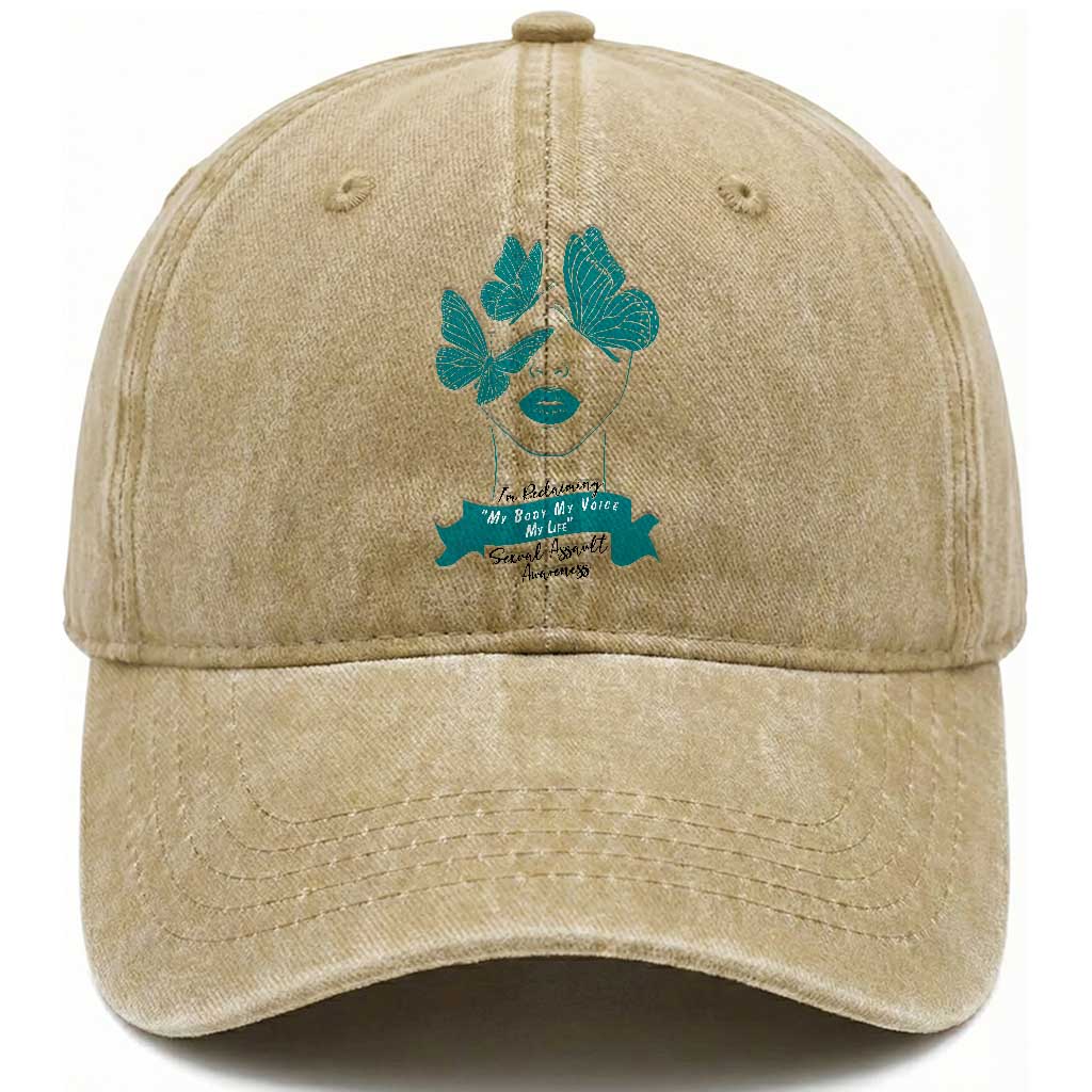 Sexual Assault Awareness Month Washed Cotton Baseball Cap I Am Reclaiming My Body My Voice My Life