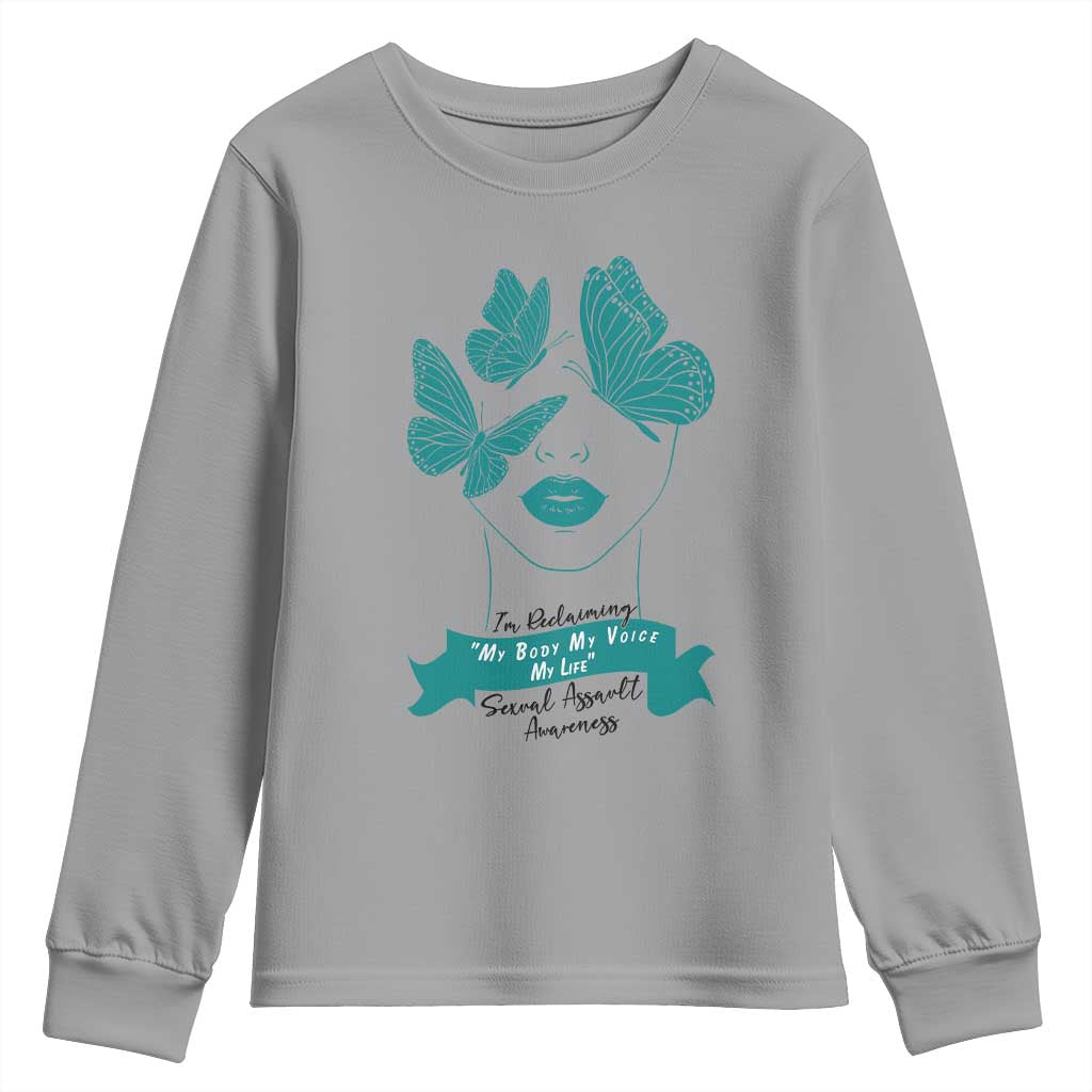 Sexual Assault Awareness Month Youth Sweatshirt I Am Reclaiming My Body My Voice My Life