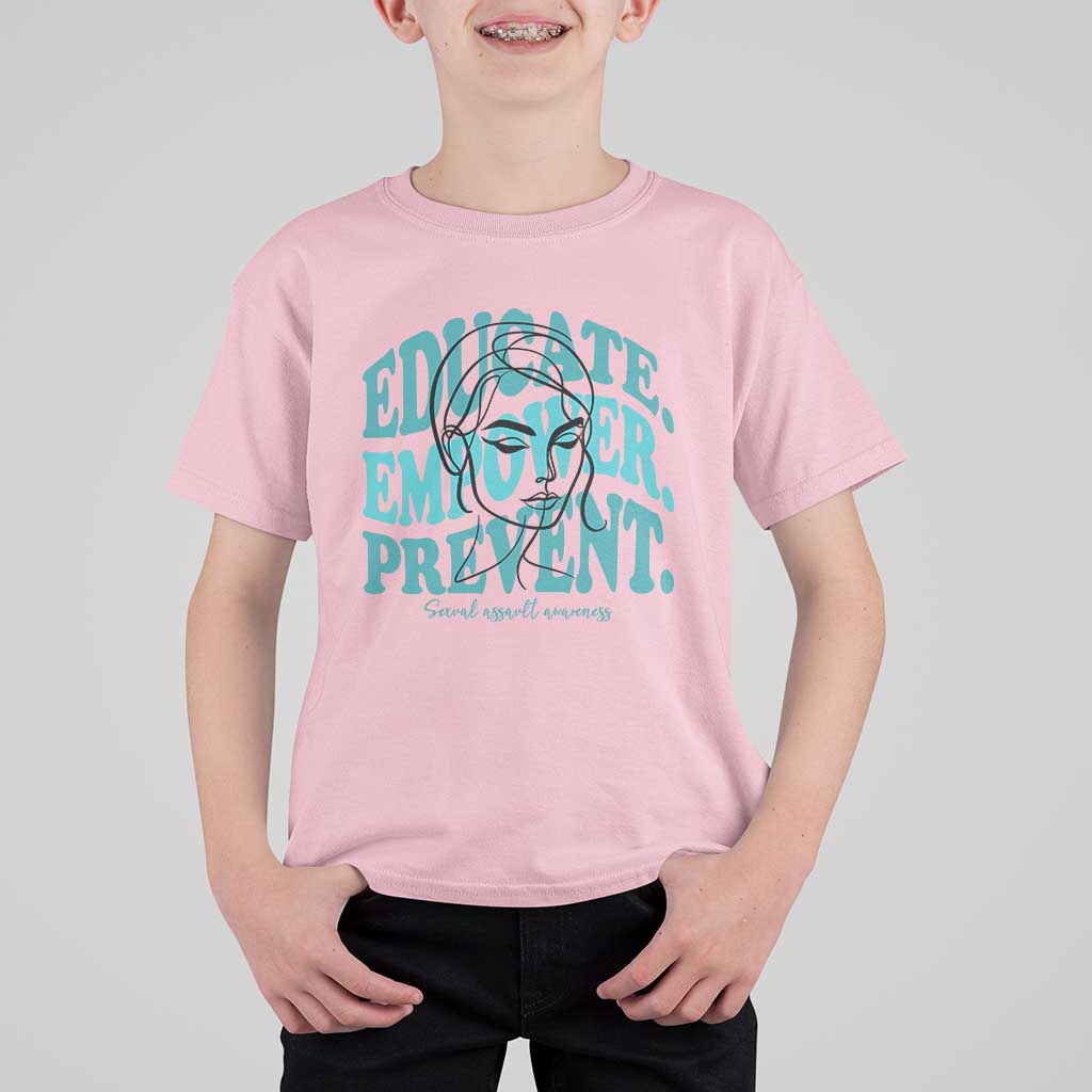Sexual Assault Awareness Prevention T Shirt For Kid Educate Empower Prevent Women's Right