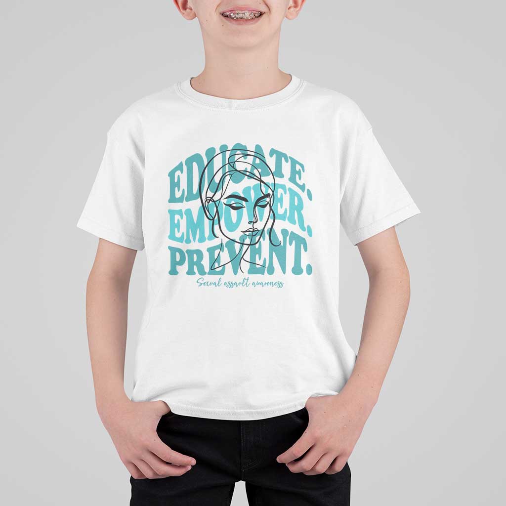 Sexual Assault Awareness Prevention T Shirt For Kid Educate Empower Prevent Women's Right