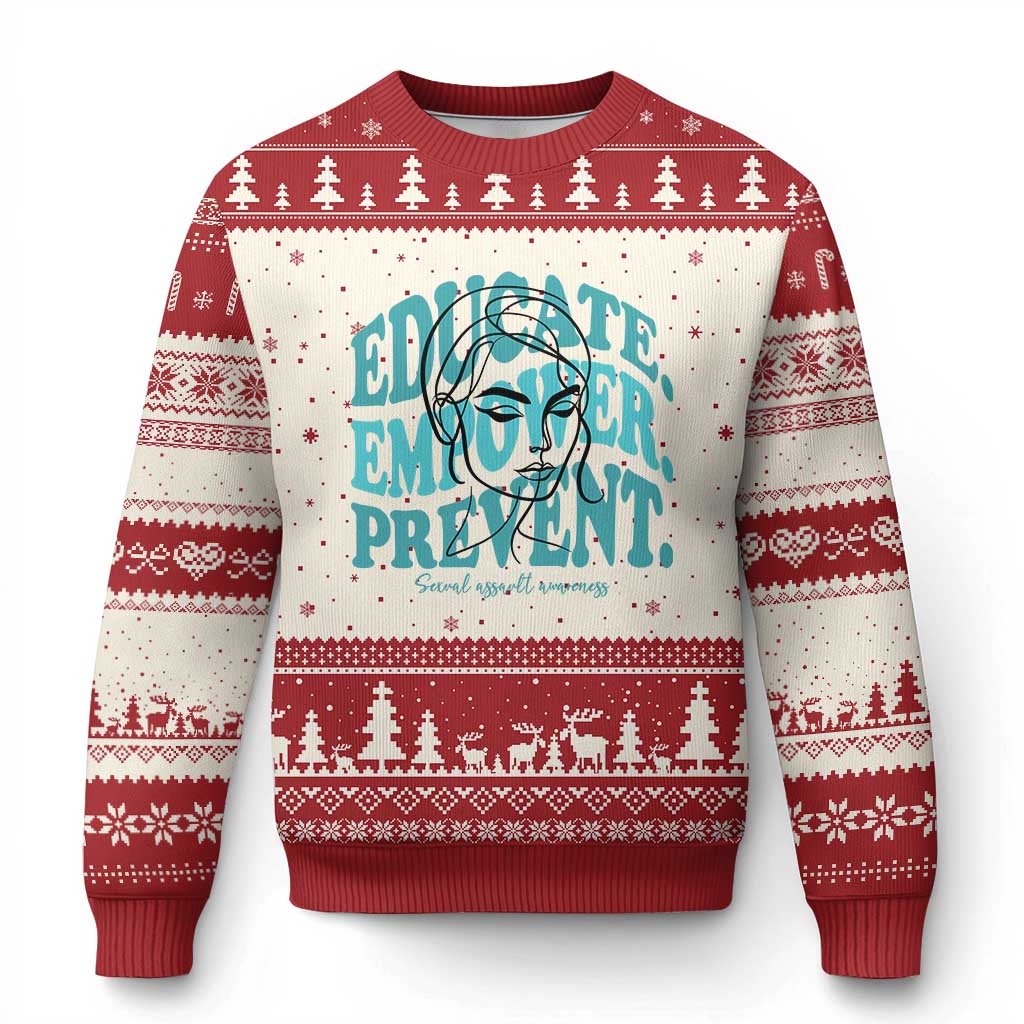 Sexual Assault Awareness Prevention Ugly Christmas Sweater Educate Empower Prevent Women's Right