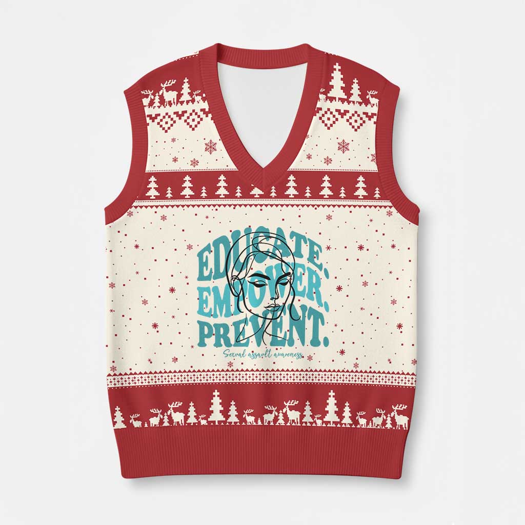 Sexual Assault Awareness Prevention V-Neck Knit Sweater Vest Educate Empower Prevent Women's Right