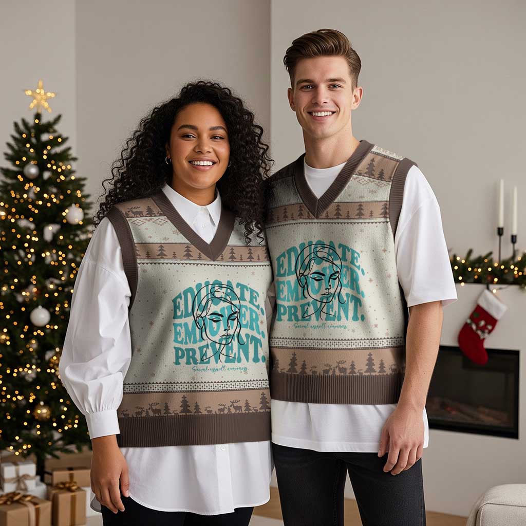 Sexual Assault Awareness Prevention V-Neck Knit Sweater Vest Educate Empower Prevent Women's Right