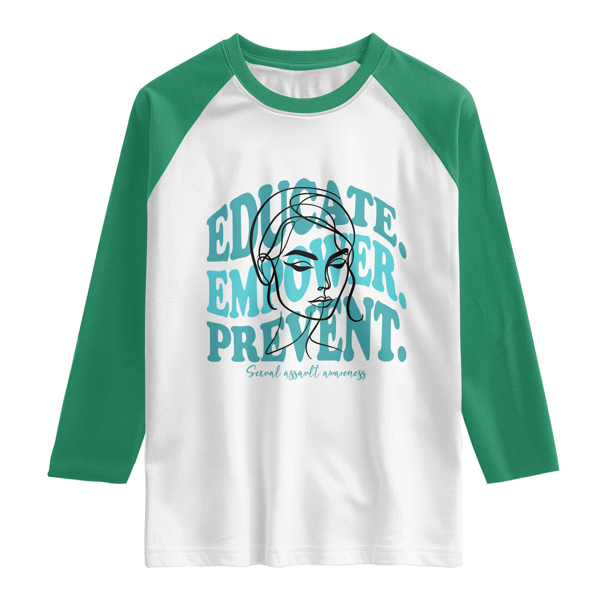 Sexual Assault Awareness Prevention Raglan Shirt Educate Empower Prevent Women's Right