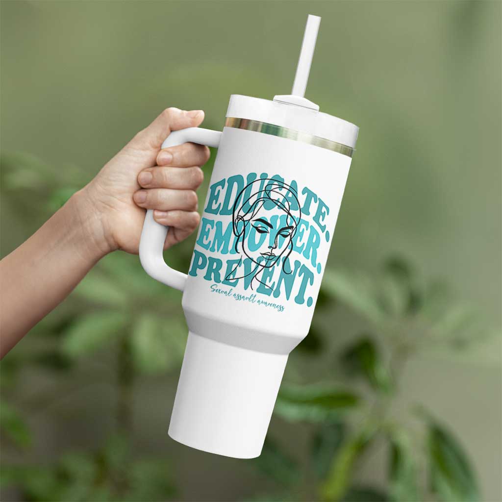 Sexual Assault Awareness Prevention Tumbler With Handle Educate Empower Prevent Women's Right