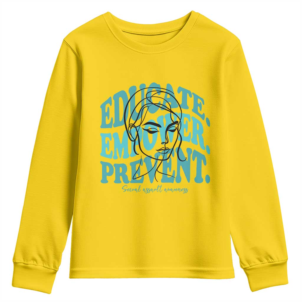 Sexual Assault Awareness Prevention Youth Sweatshirt Educate Empower Prevent Women's Right