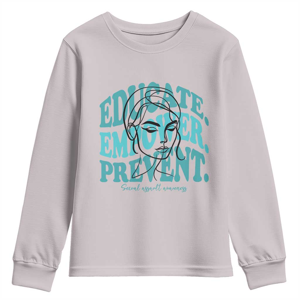 Sexual Assault Awareness Prevention Youth Sweatshirt Educate Empower Prevent Women's Right