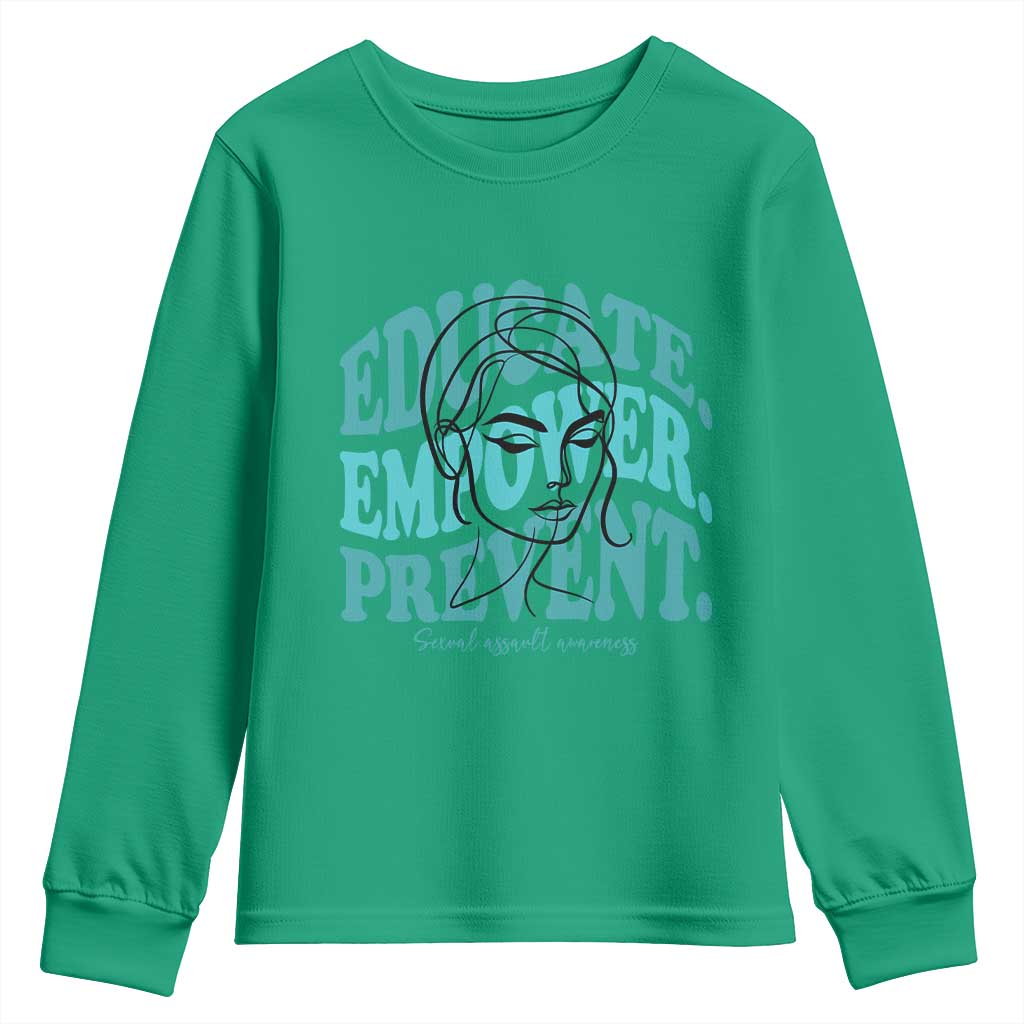 Sexual Assault Awareness Prevention Youth Sweatshirt Educate Empower Prevent Women's Right