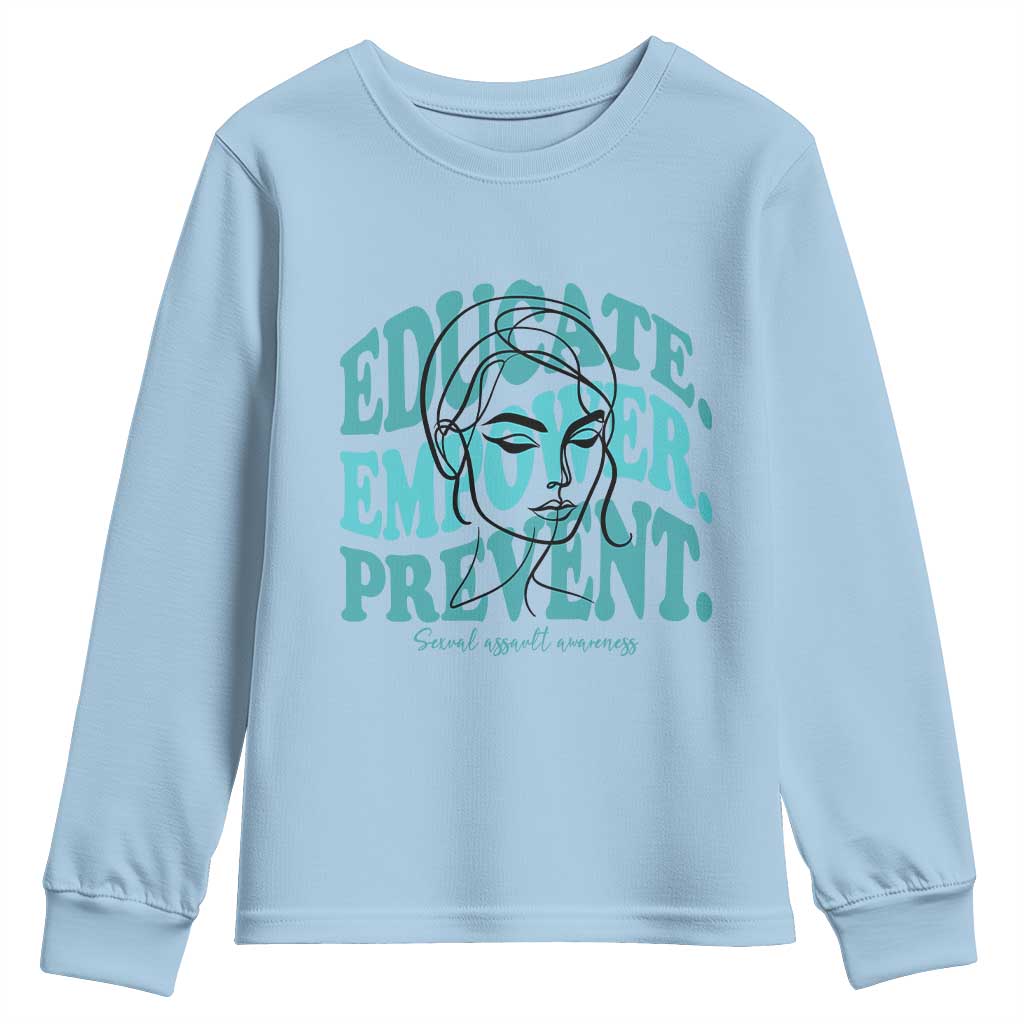 Sexual Assault Awareness Prevention Youth Sweatshirt Educate Empower Prevent Women's Right