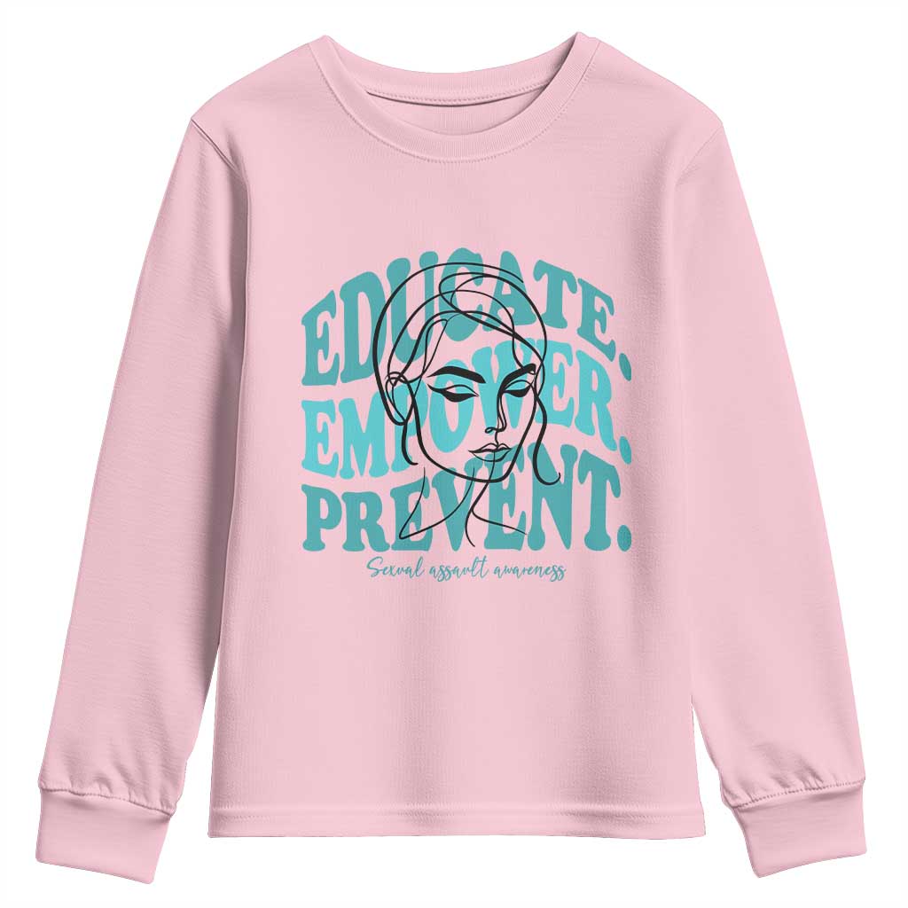 Sexual Assault Awareness Prevention Youth Sweatshirt Educate Empower Prevent Women's Right